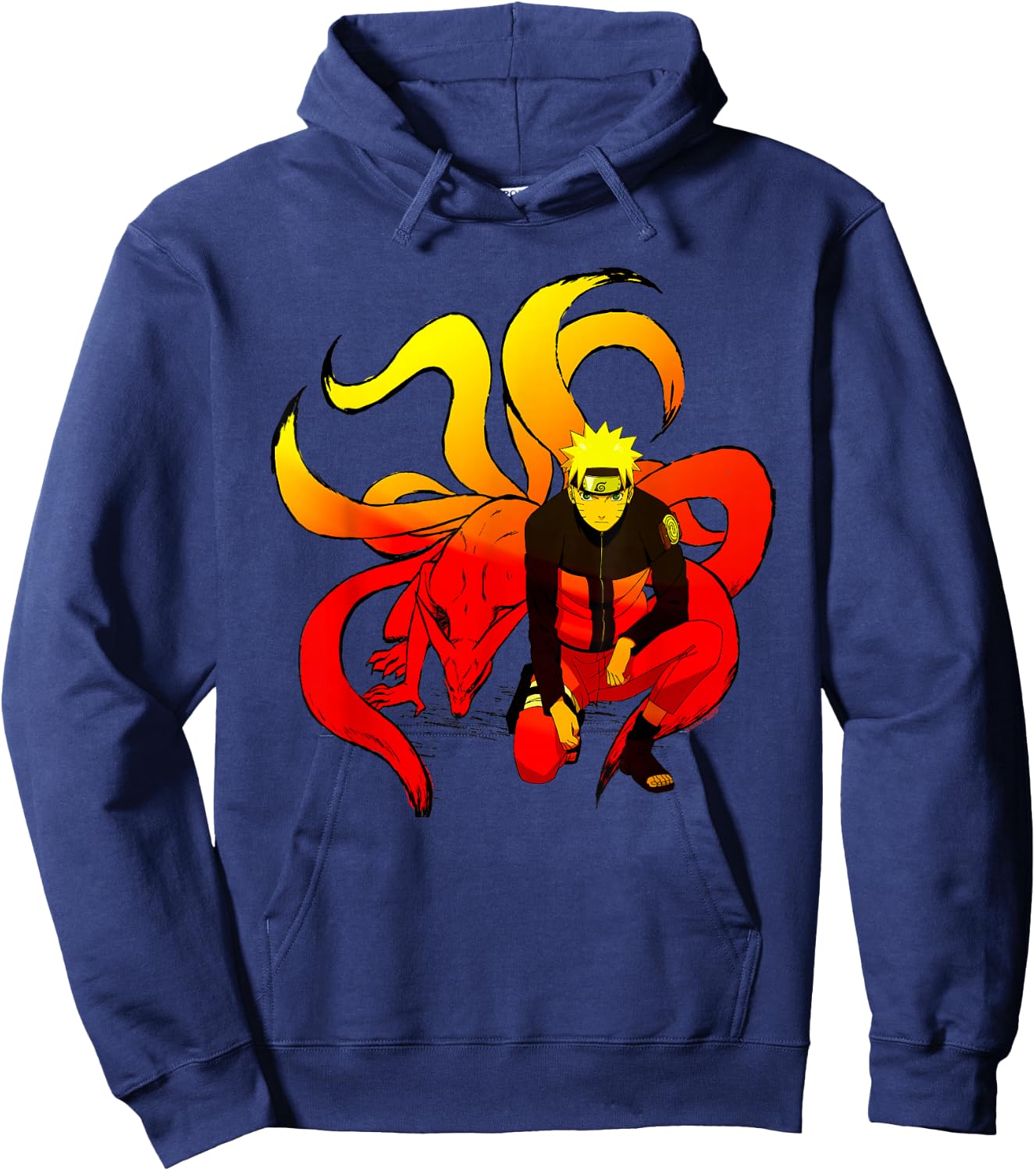 Naruto Shippuden Naruto and 9 Tails Short Sleeve Hoodie - Hoodie | Navy