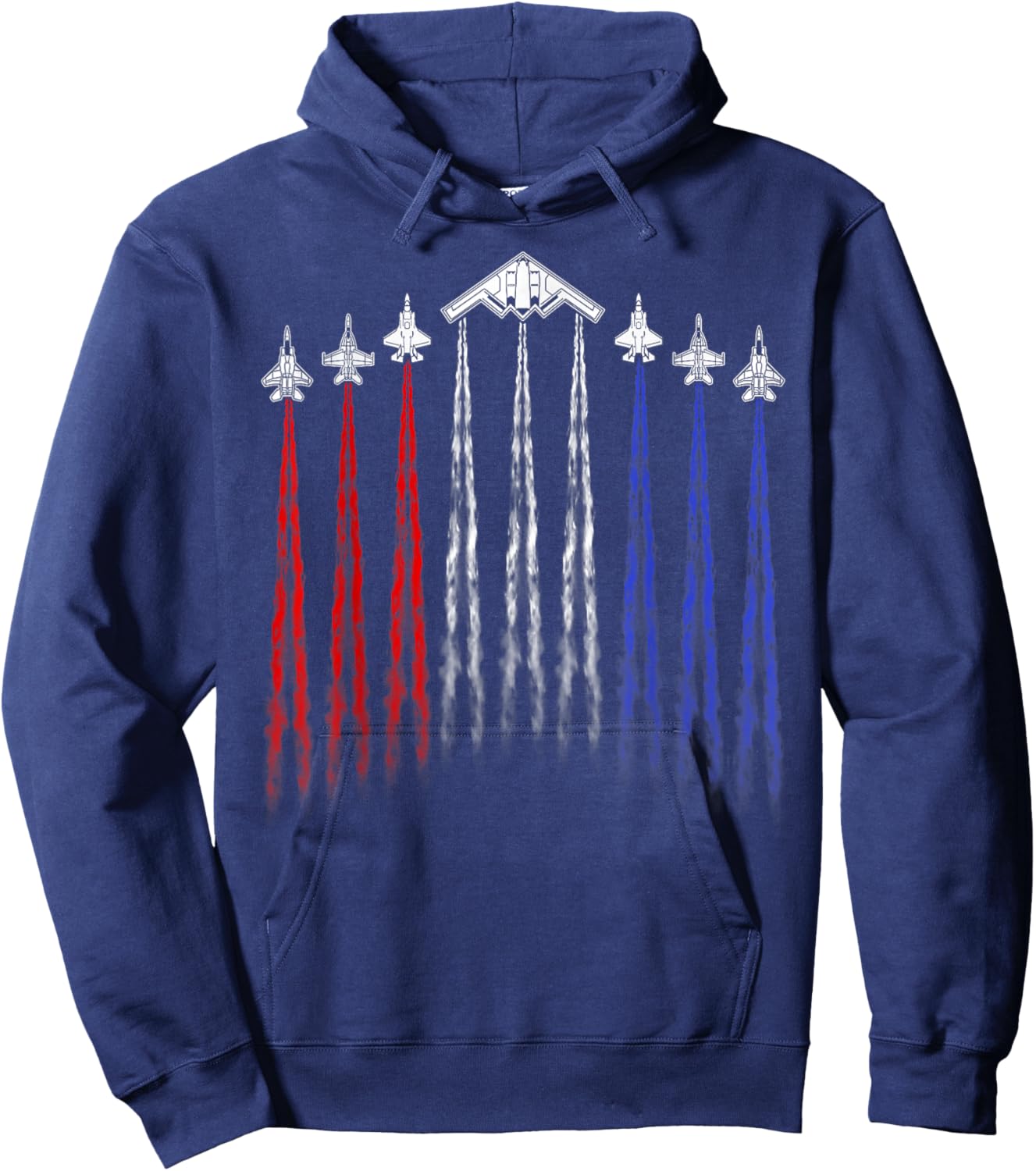 4th Of July Fighter Jet Airplane Red White Blue Patriotic Hoodie - Hoodie | Navy