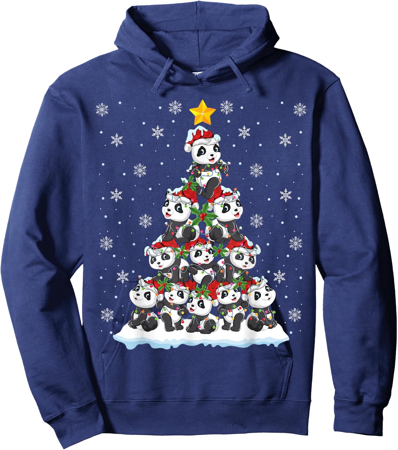 Panda Lover Xmas Gift Panda Christmas Tree Hoodie - Hoodie | Navy