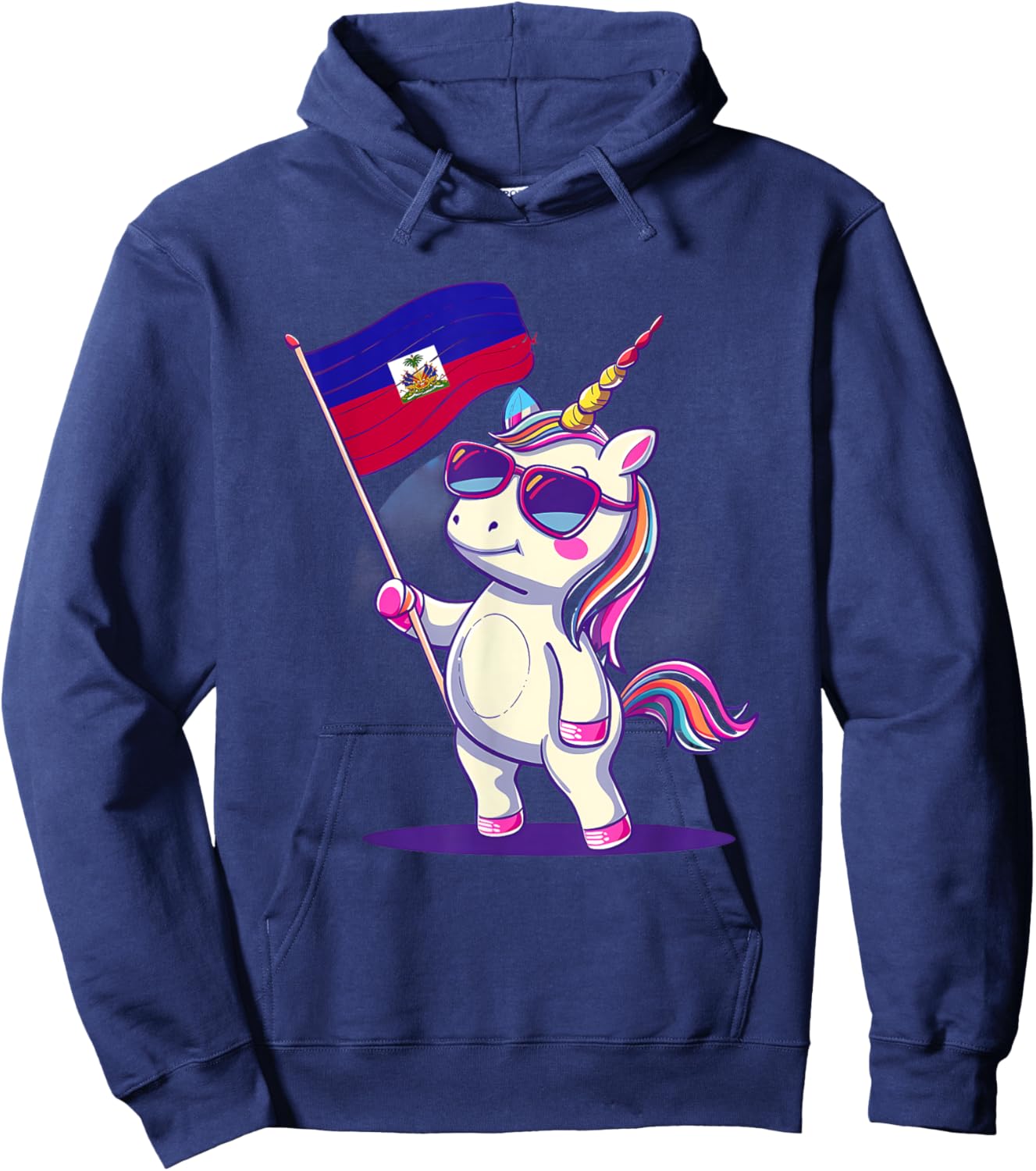 Haiti Haitian Pride Cute Unicorn Haitian Roots Haitian Flag Hoodie - Hoodie | Navy