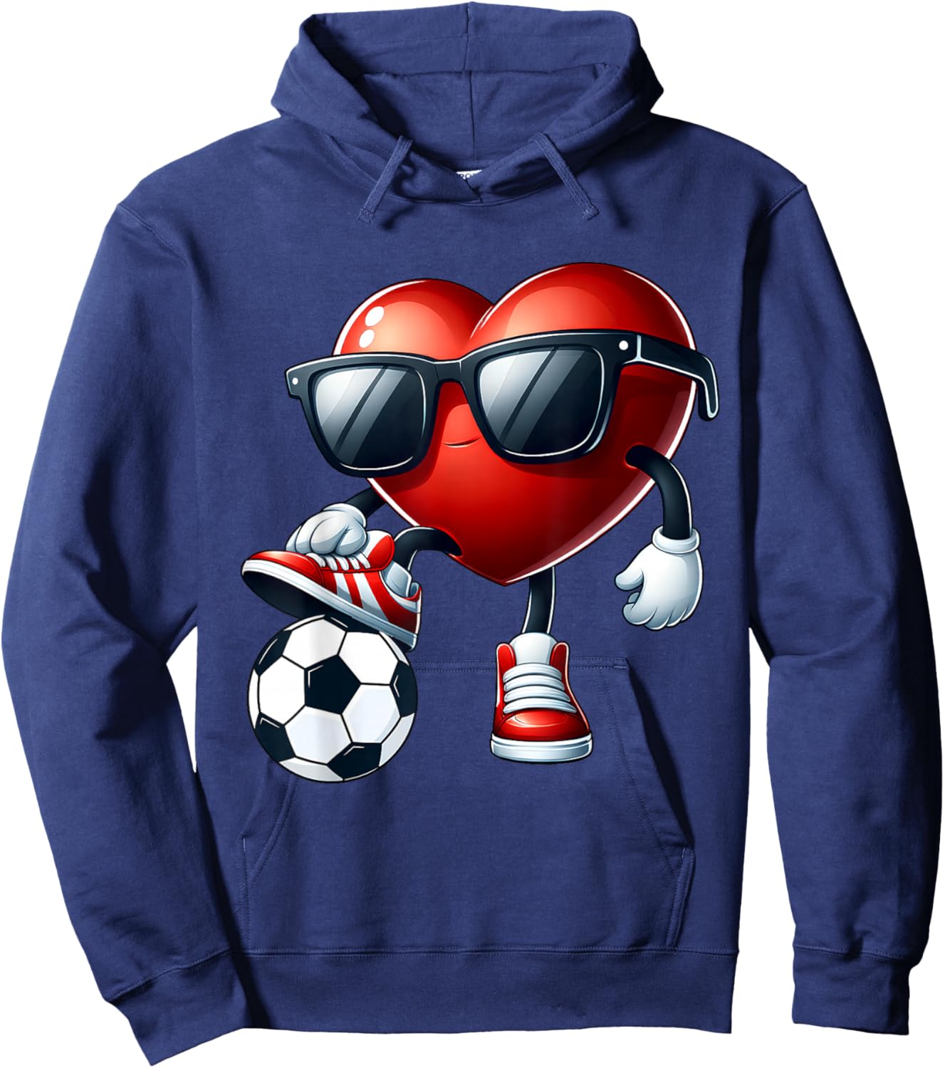 Funny Heart Playing Soccer Valentines Day Boys Kids Hoodie - Hoodie | Navy