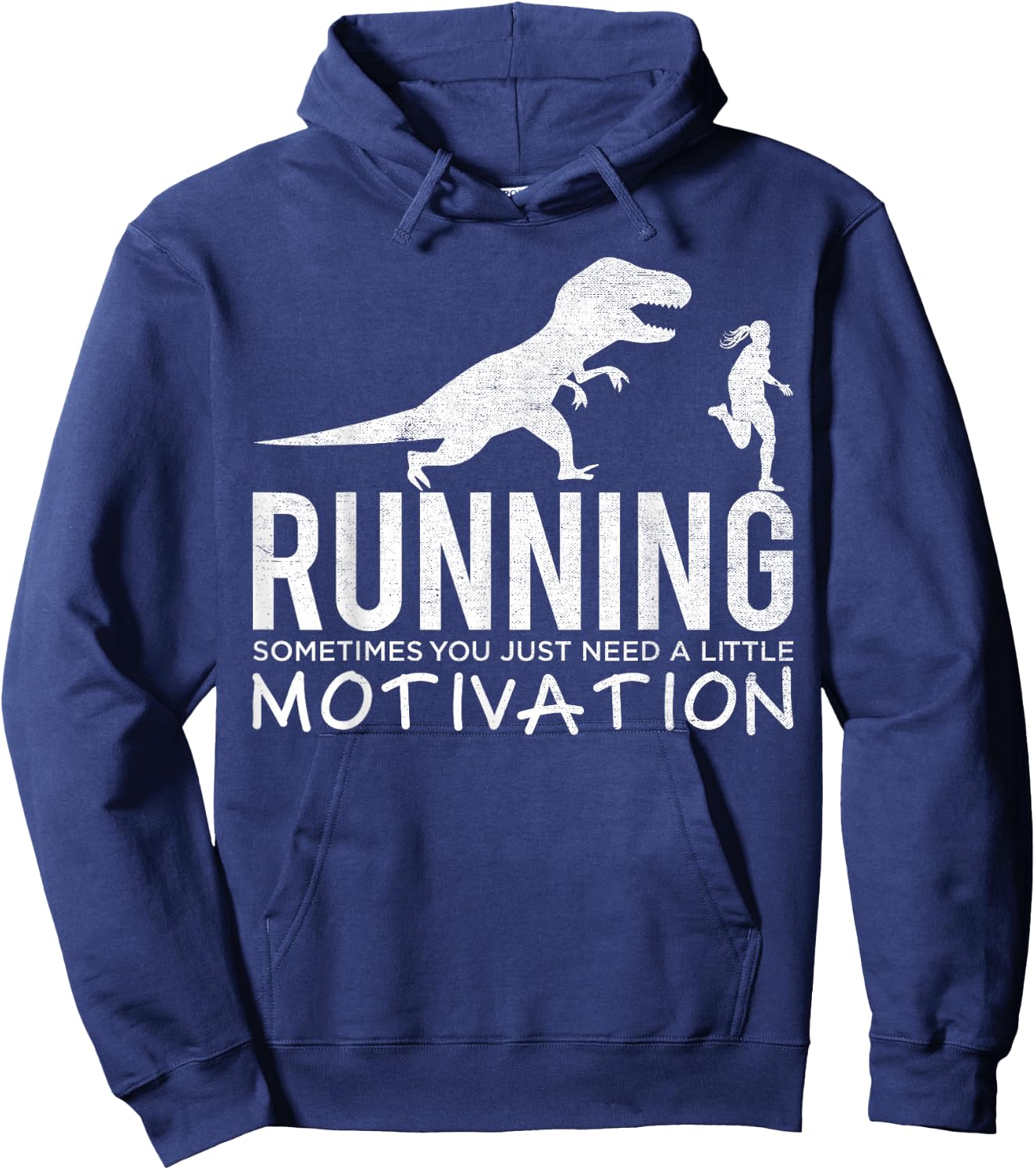Funny T-Rex Dinosaur Art Running Sometimes Motivation Hoodie - Hoodie | Navy