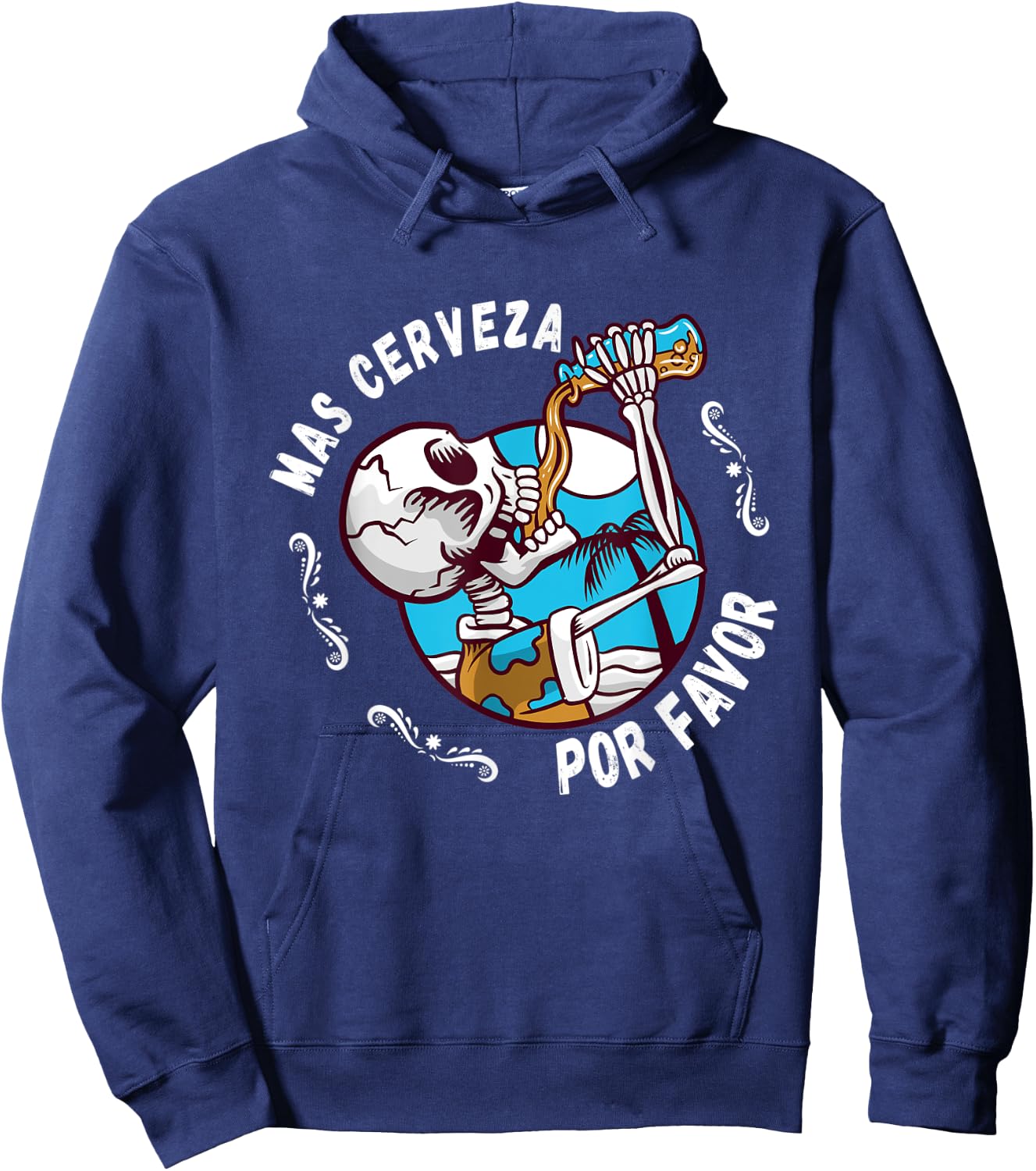 Mas cerveza Day of the Dead Dia de muertos Halloween Beer Hoodie - Hoodie | Navy