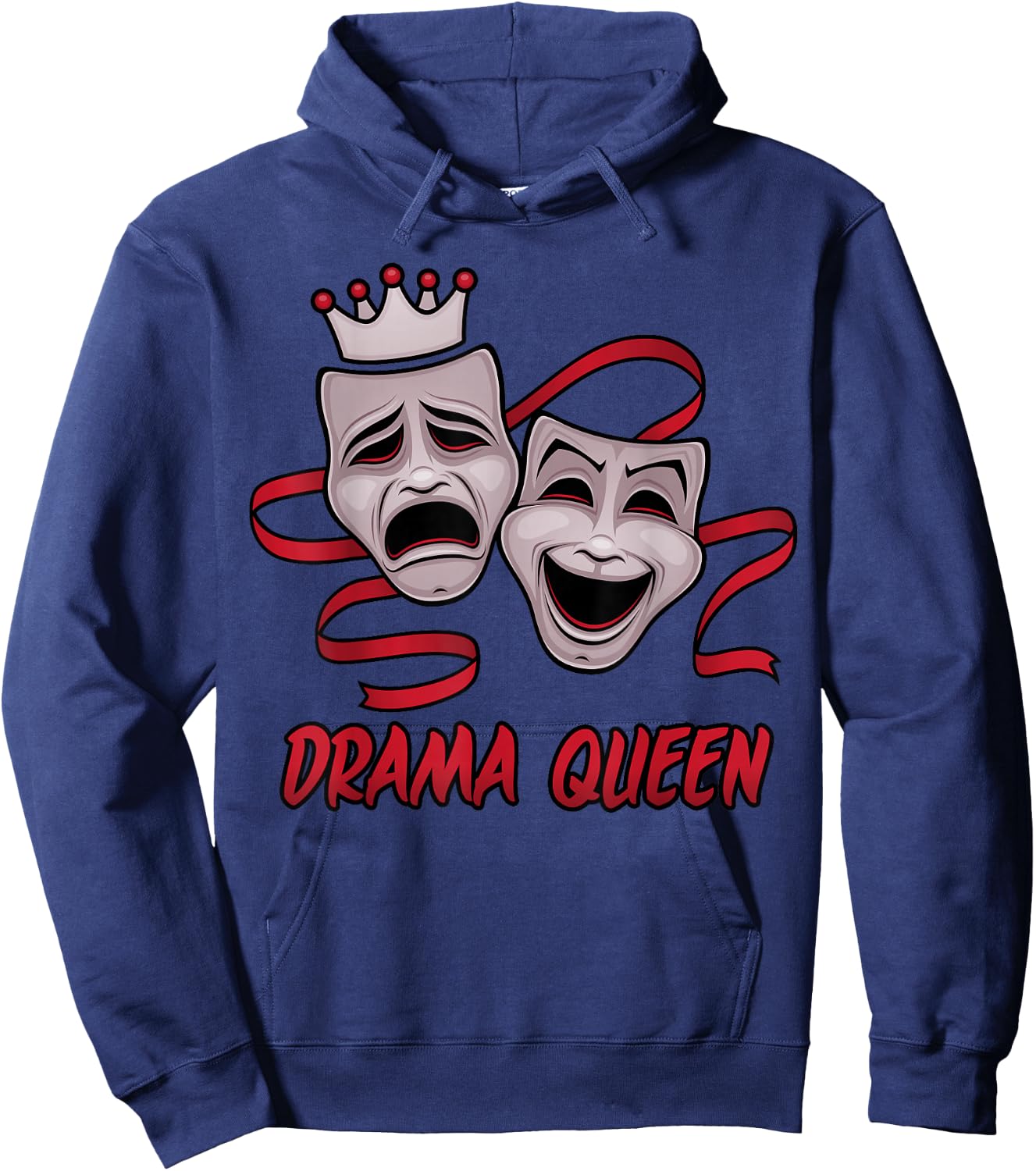 Drama Queen Gray Comedy And Tragedy Theater Masks Hoodie - Hoodie | Navy