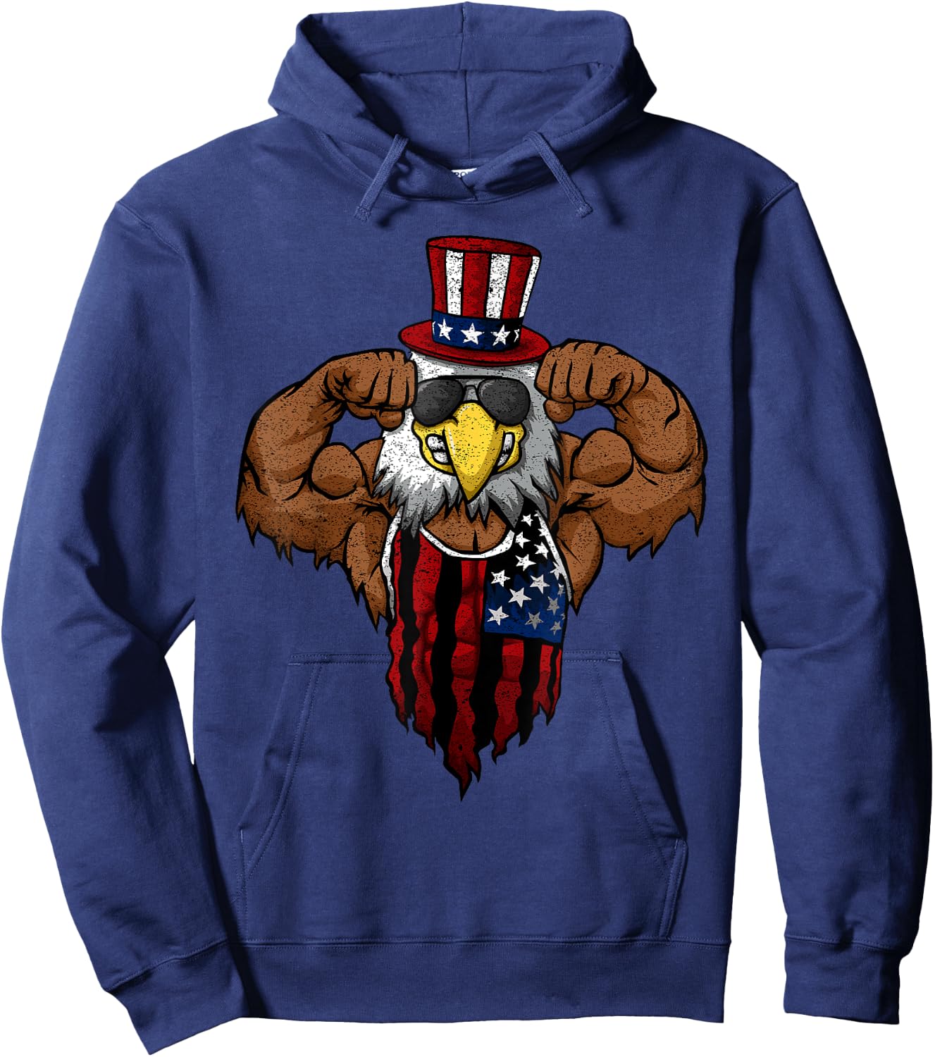 American Flag Muscular Squat Dabbing Flexing Uncle Sam Women Kids Men Hoodie - Hoodie | Navy