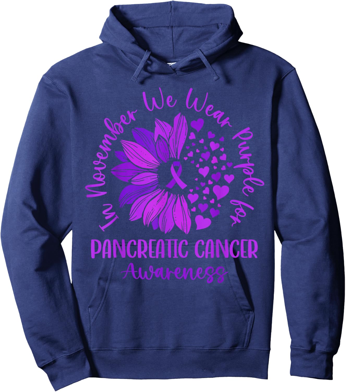 In November We Wear Purple for Pancreatic Cancer Awareness Hoodie - Hoodie | Navy