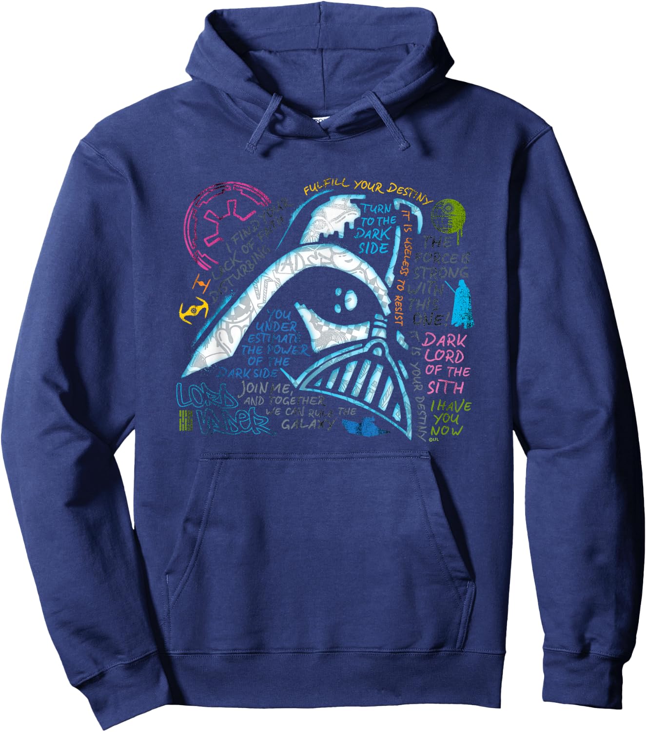 Star Wars Darth Vader Neon Chalkboard Art Quotes Hoodie - Hoodie | Navy