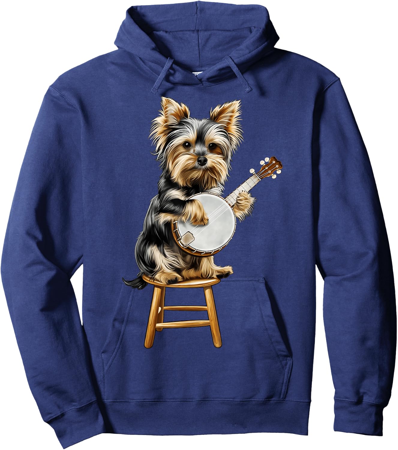 Yorkshire Terrier Yorkie Dog Playing Banjo Bluegrass Hoodie - Hoodie | Navy