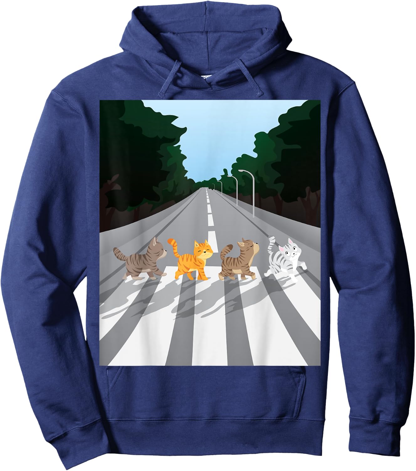 Funny Tabby Road Cat Parody Hoodie - Hoodie | Navy
