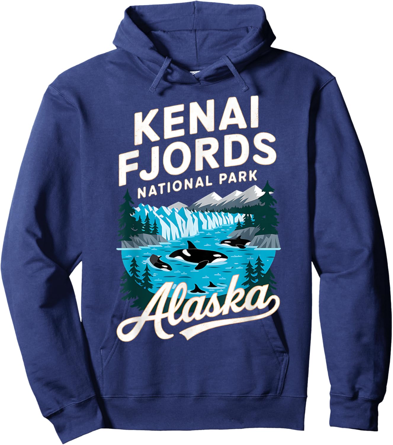 Whale Orca Alaska Kenai Fjords National Park Adventure Hoodie - Hoodie | Navy