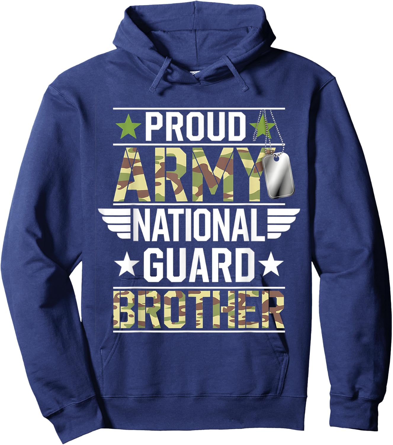Proud Army National Guard Brother Veterans Day American Flag Hoodie - Hoodie | Navy