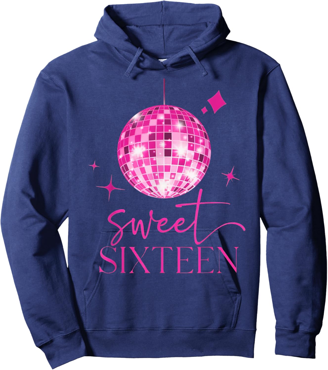 Sweet 16 Year Old 16th Birthday Queen Girls Disco Party Hoodie - Hoodie | Navy