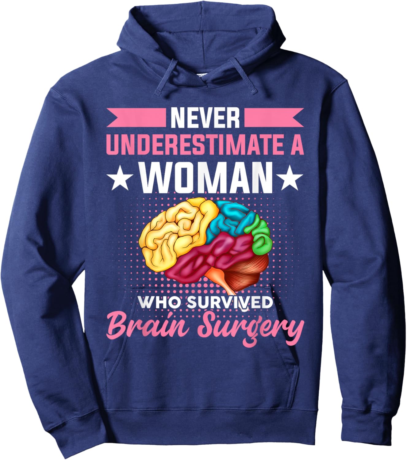 Never Underestimate A Women Who Survived Brain Surgery Hoodie - Hoodie | Navy