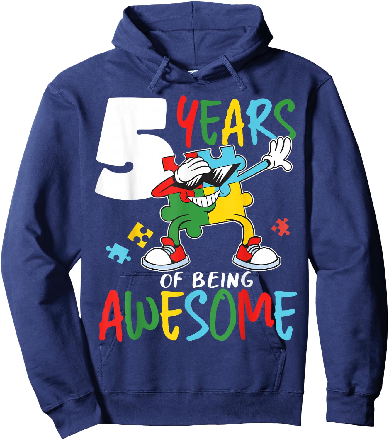5 Year Old Birthday Autistic Boy Girl Autism Awareness Hoodie - Hoodie | Navy