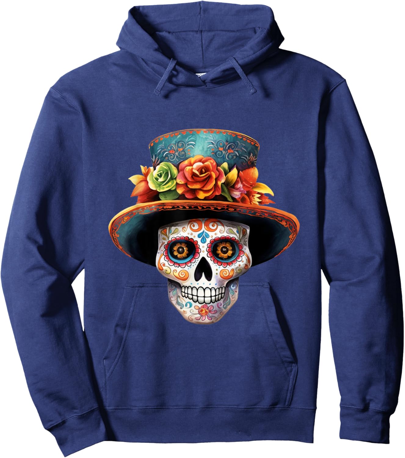El Jefe Sugar Skull Men Dia De Los Muertos El Jefe Hoodie - Hoodie | Navy