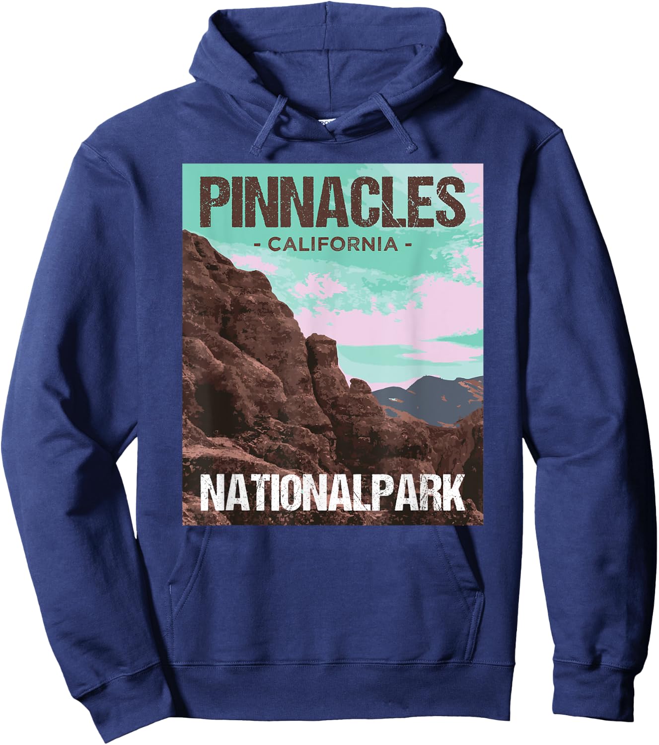 Pinnacles National Park California Poster Design Hoodie - Hoodie | Navy