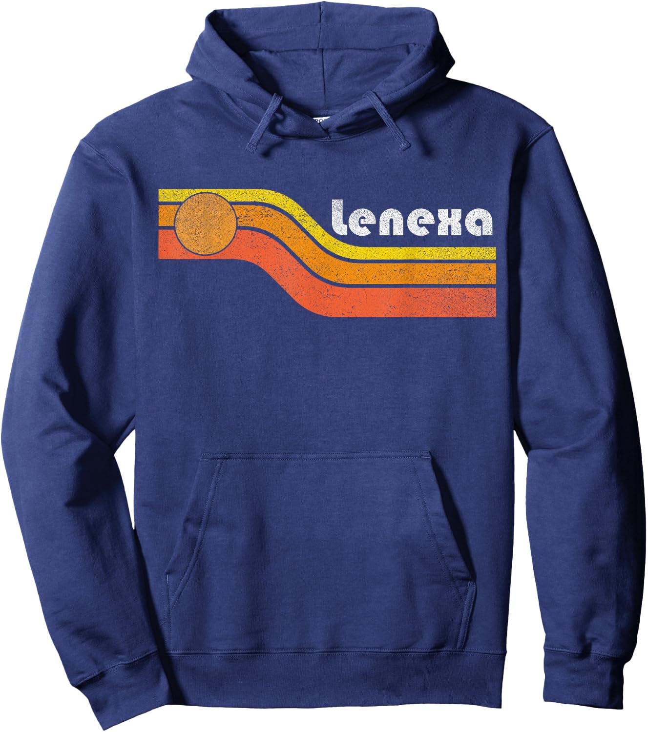 Lenexa - Vintage Men Women 70s 80s Graphic Cool Retro Hoodie - Hoodie | Navy