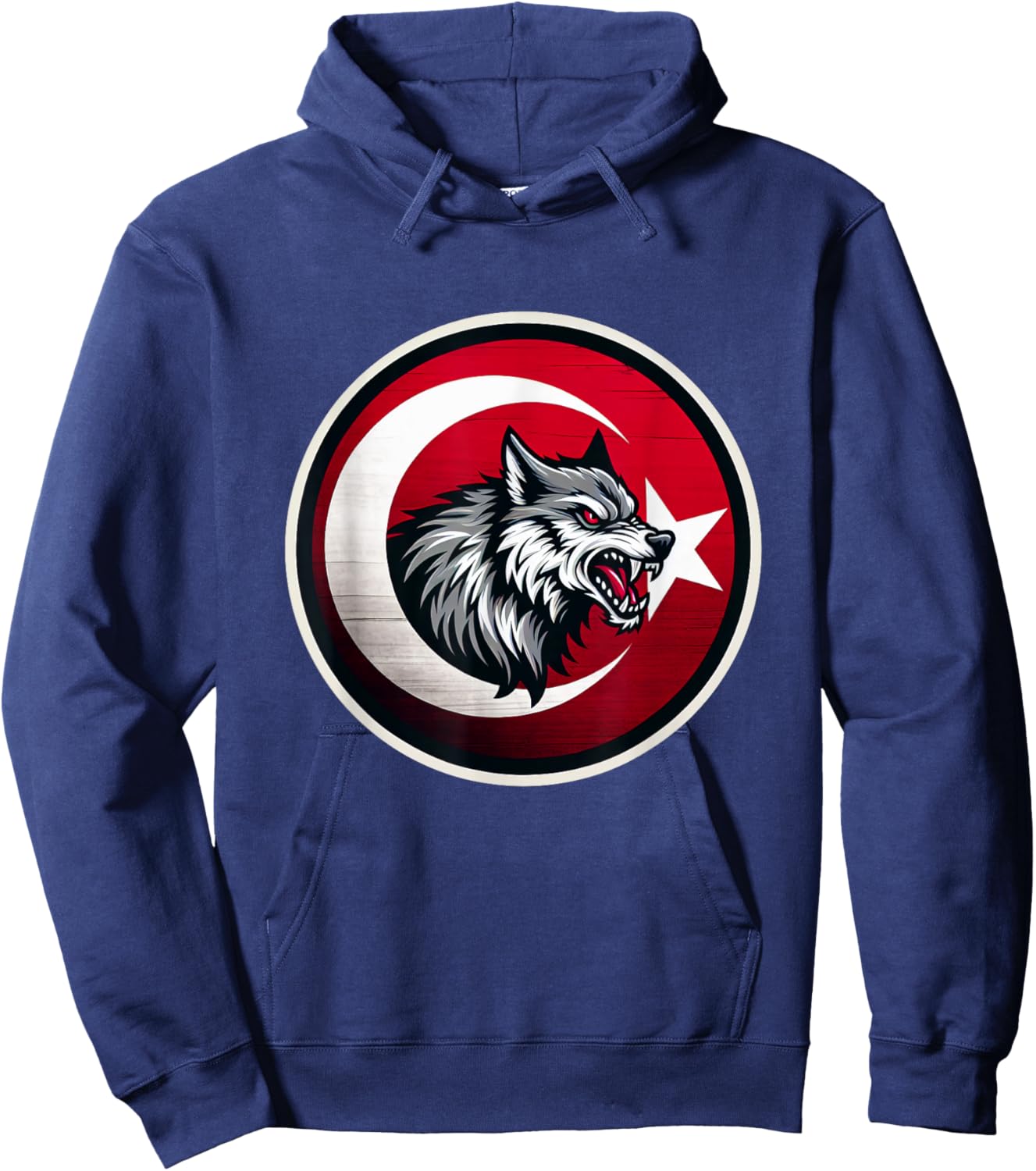 Vintage Turkish Banner Fan Turkey Flag Türkiye Retro Wolf Hoodie - Hoodie | Navy
