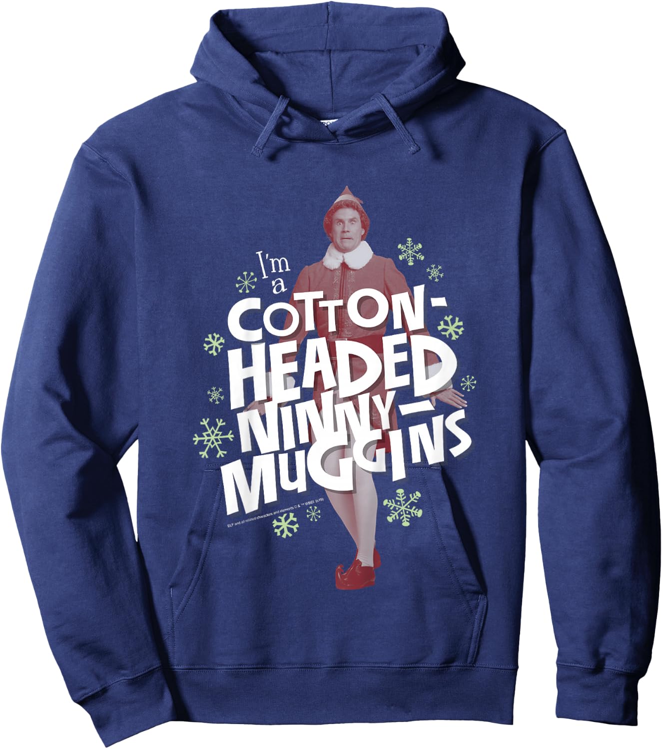 Kids Elf Buddy Cotton Headed Ninny Muggins Snowflake Poster Hoodie - Hoodie | Navy