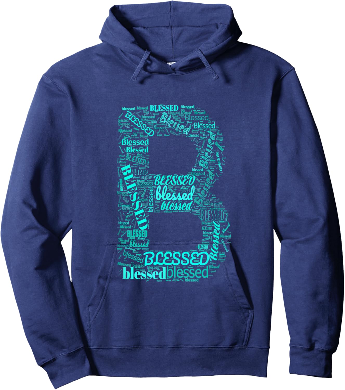 Turquoise B - Blessed in Countless Ways Turquoise Graphic Hoodie - Hoodie | Navy