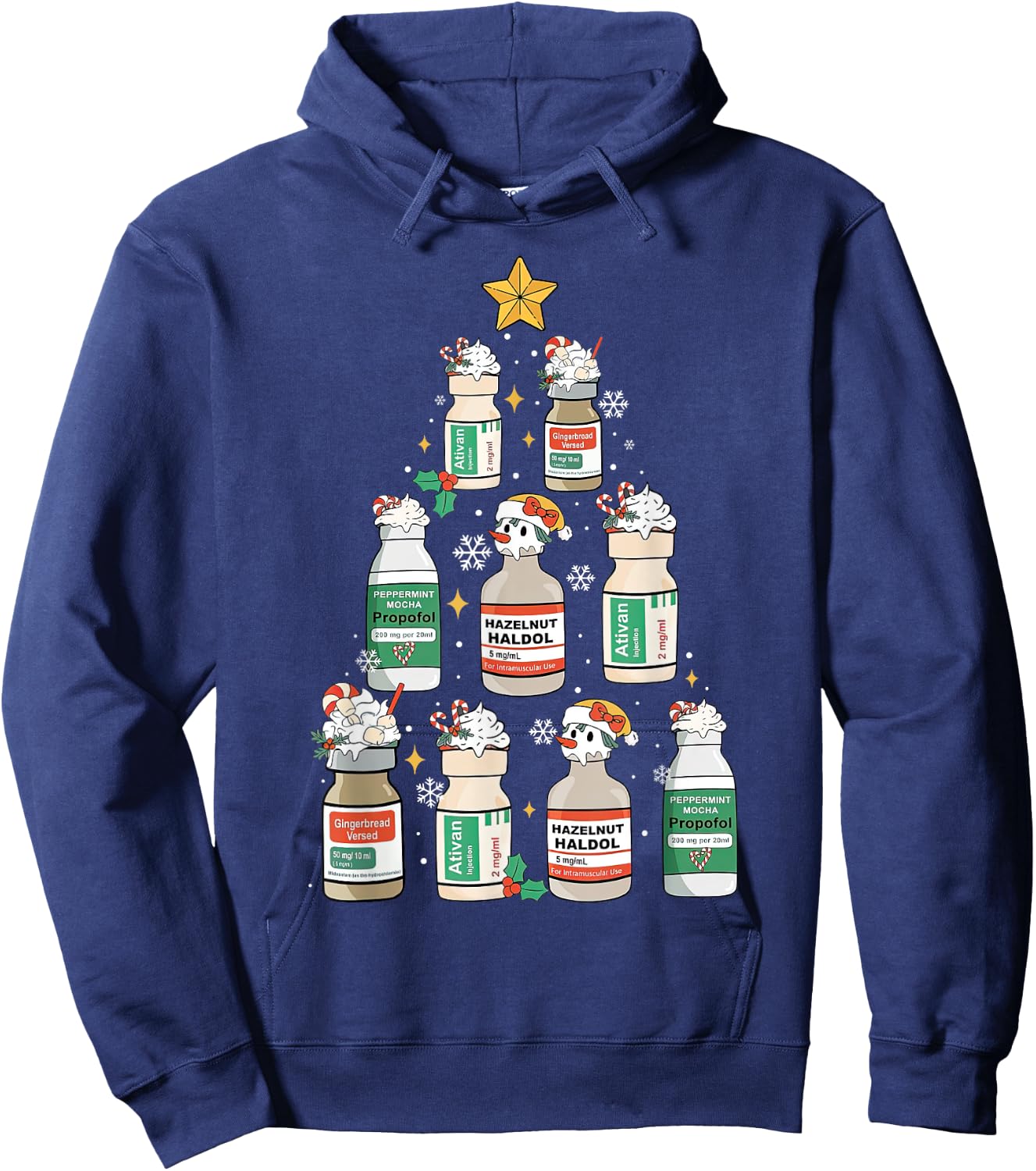 Nurse Christmas Tree Propofol RN ER ICU Nurse Xmas Nursing Hoodie - Hoodie | Navy