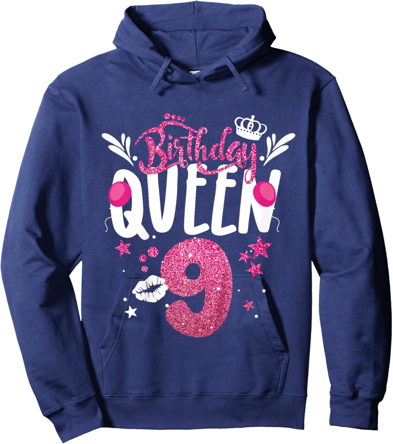 Birthday Queen 9 Year Old 9th Birthday It's My 9th Bday Hoodie - Hoodie | Navy