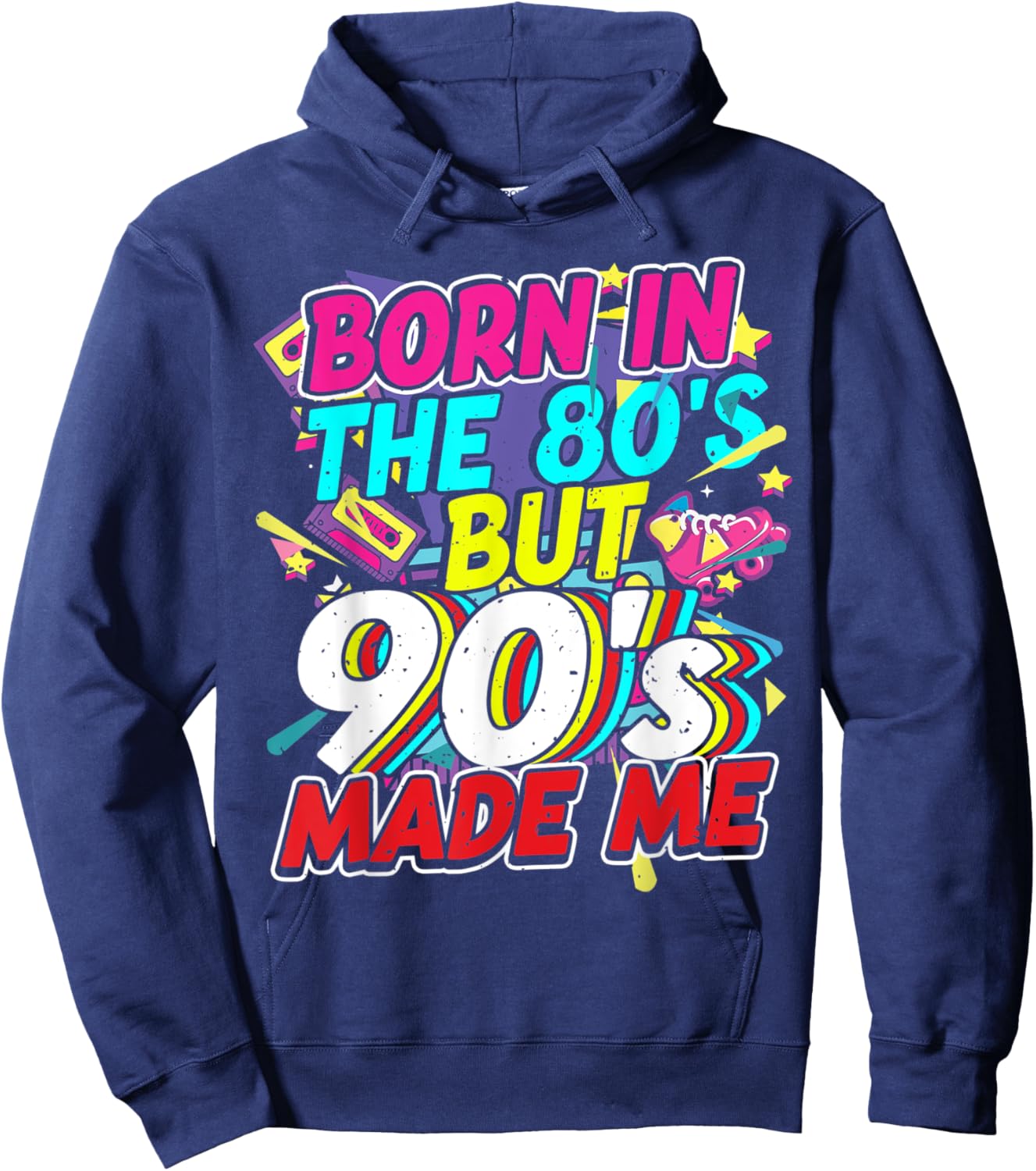 80er 90er Jahre Outfit Party Mottoparty Kostüm Damen Herren Hoodie - Hoodie | Navy