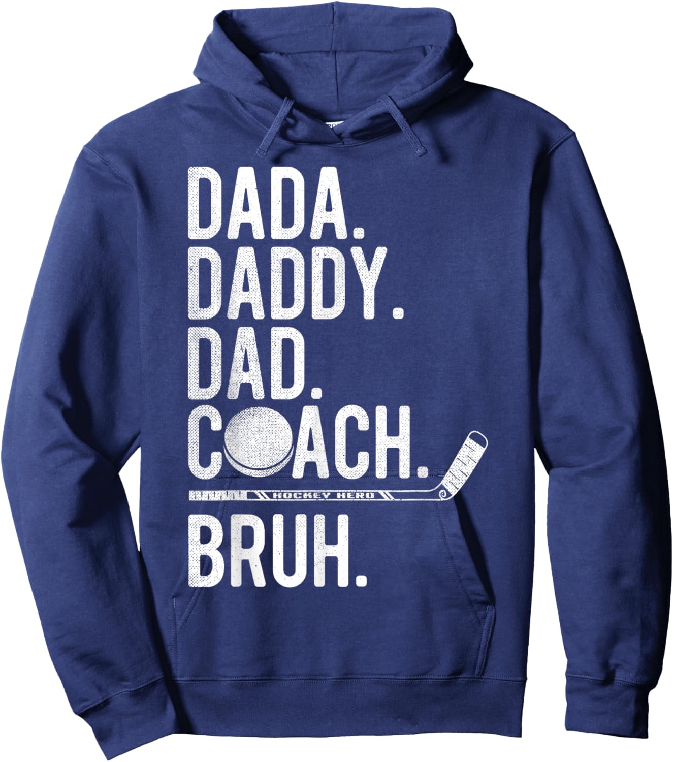 Dada Daddy Dad Bruh Vintage Ice Hockey Coach Family Humor Hoodie - Hoodie | Navy