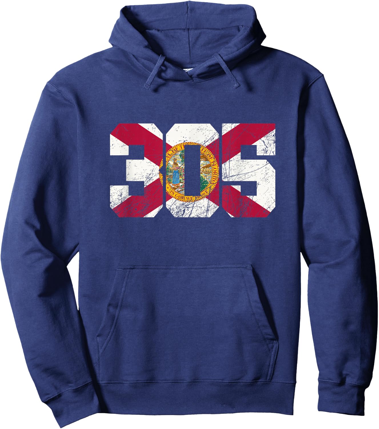 305 Area Code, Flag of Florida State, Miami-Dade County Hoodie - Hoodie | Navy