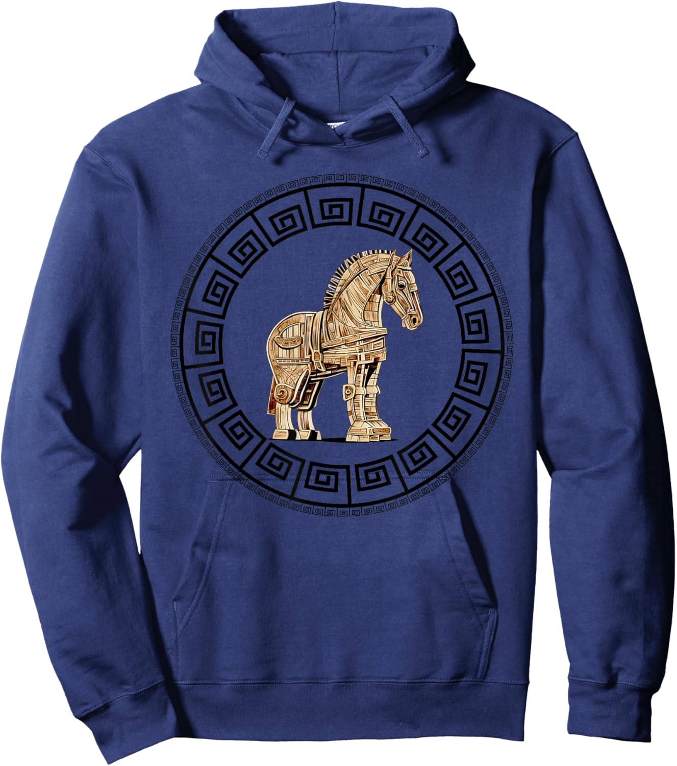 Greek Mythology Odyssey Greek History Trojan Horse Greek Key Hoodie - Hoodie | Navy