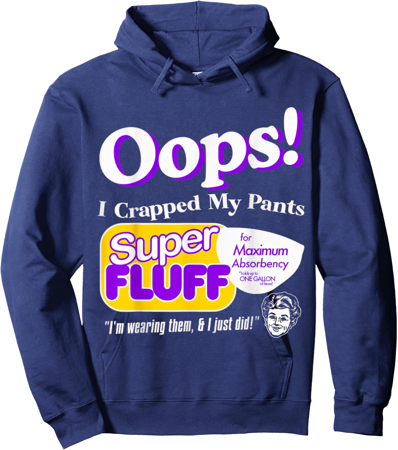 ndsndf Oops I Crapped Funny My Pants Vintage Retro Distressed Black Short Sleeve , Small, Adult, Humor, Casual, Everyday, Halloween Hoodie - Hoodie | Navy