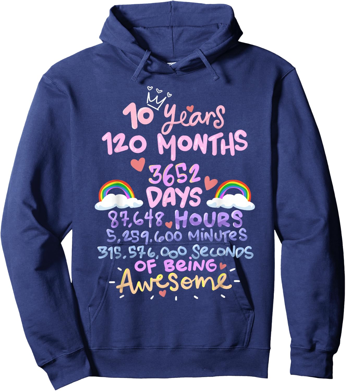 10 Years 120 Months Birthday Hoodie - Hoodie | Navy