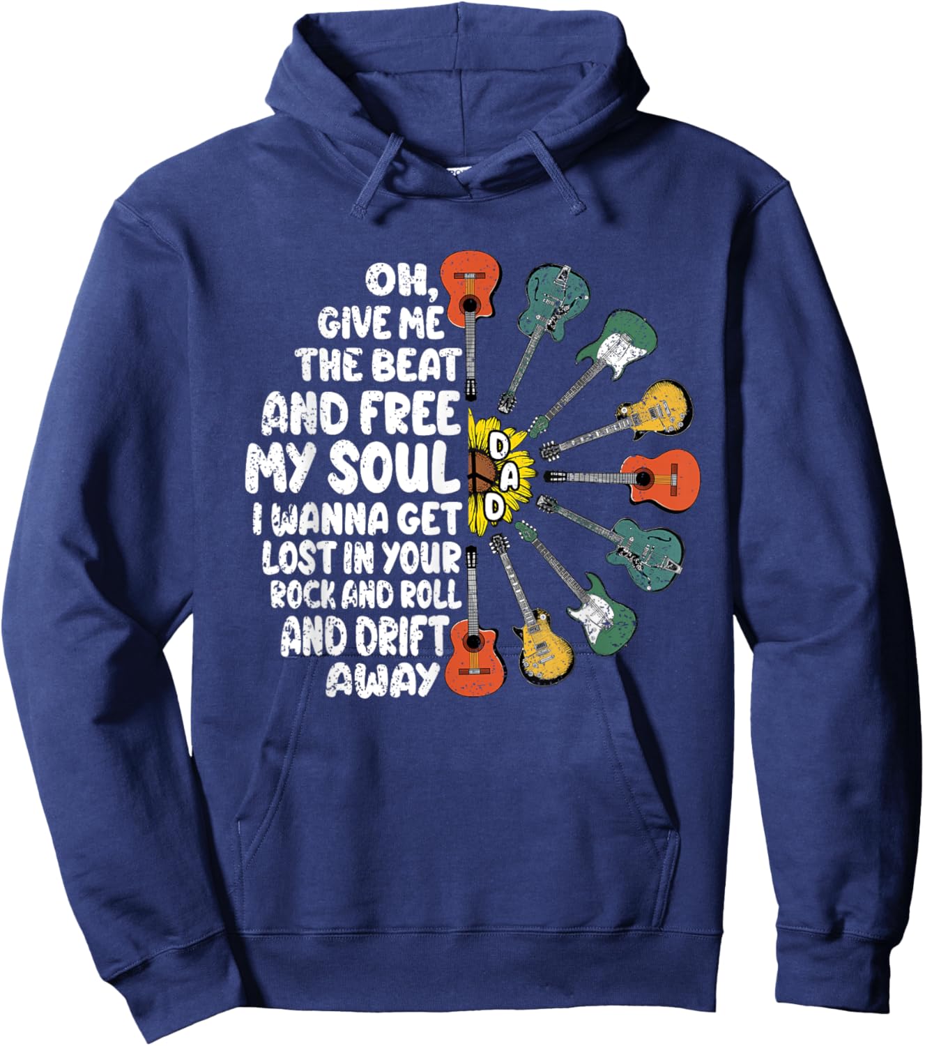 Guitar Player Dad Fathers Day Guitarist Musician Papa Men Hoodie - Hoodie | Navy