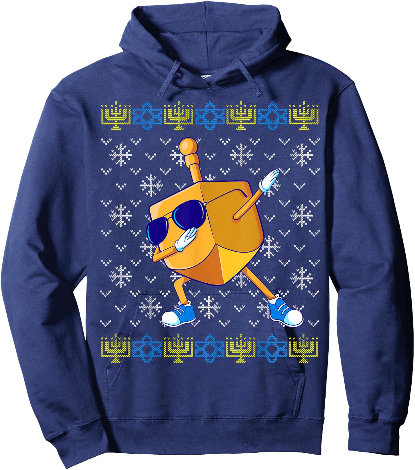 Dabbing Dreidel Ugly Hanukkah Sweater Xmas Chanukah Gift Hoodie - Hoodie | Navy