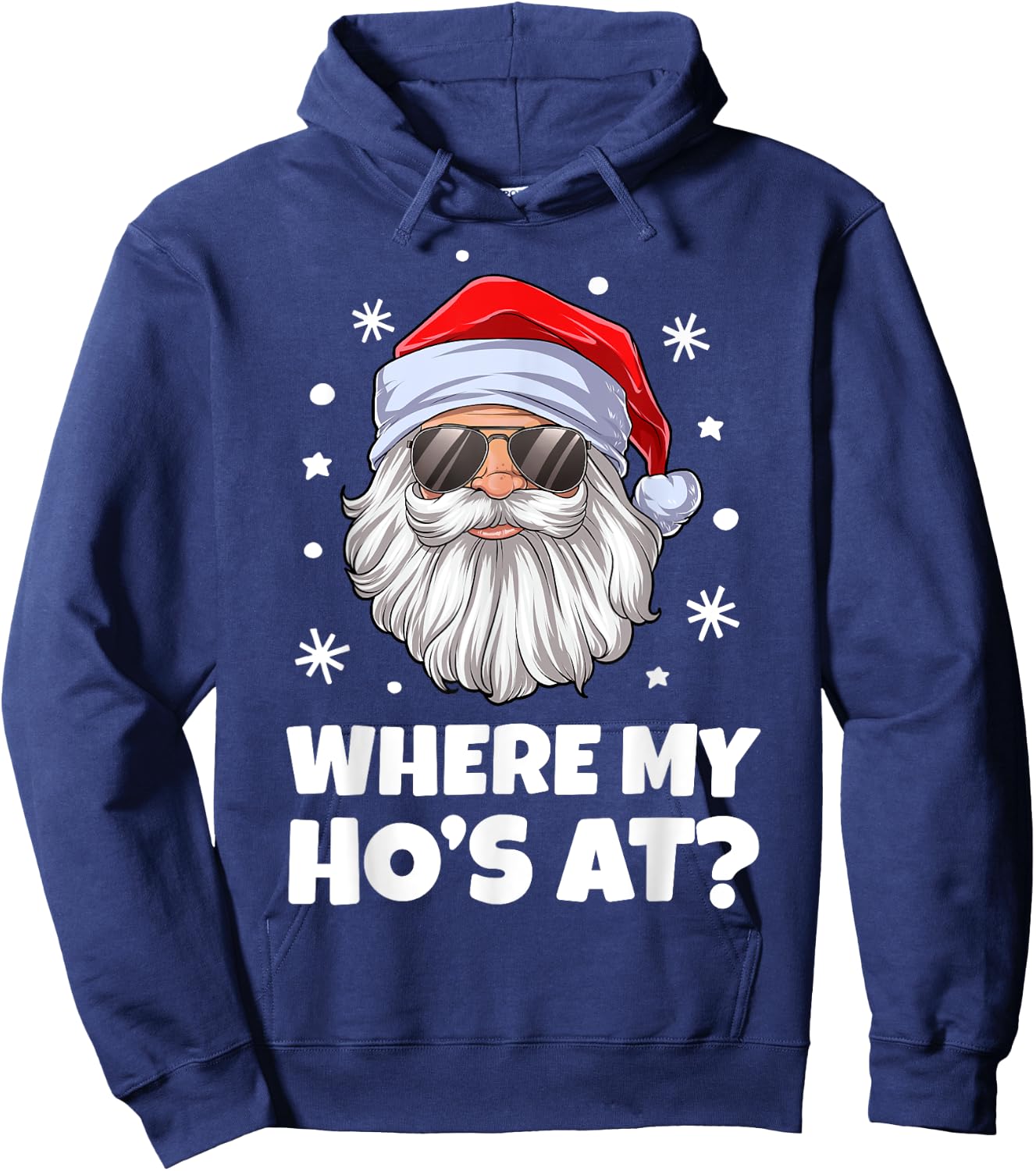 Where My Ho's At Funny Christmas Santa Inappropriate Men Short Sleeve Hoodie - Hoodie | Navy