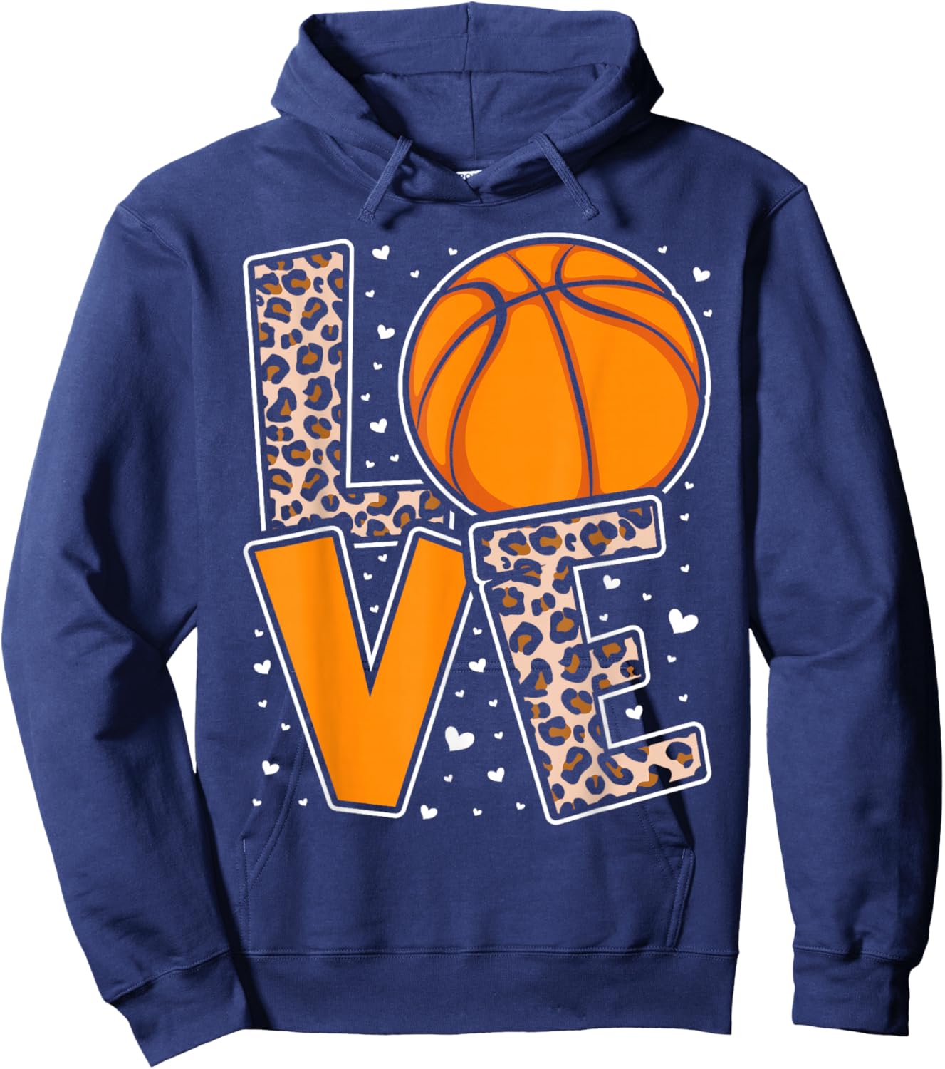 Love Basketball Leopard Print Women Girls Basketball Lover Hoodie - Hoodie | Navy