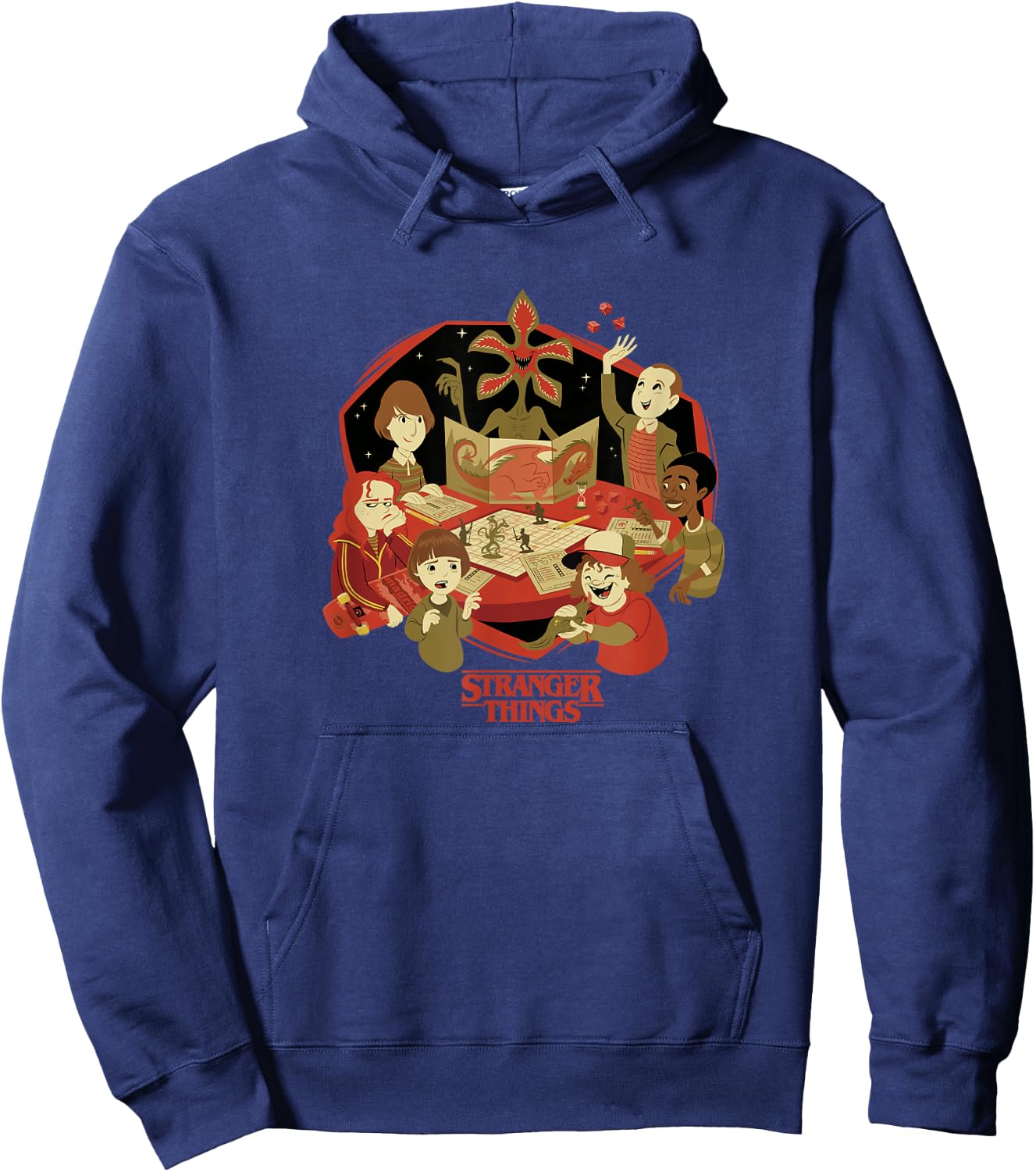 Stranger Things D&D Group Shot Cartoon Hoodie - Hoodie | Navy