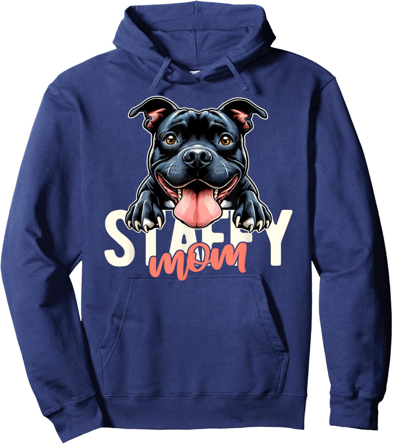 Staffy Mom Staffordshire Bull Terrier Dog Tattoo Funny Women Hoodie - Hoodie | Navy