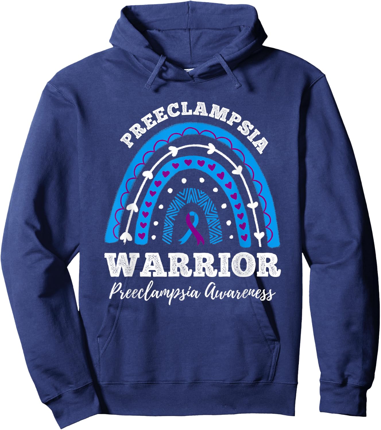 Rainbow Warrior Preeclampsia Awareness Month Hoodie - Hoodie | Navy