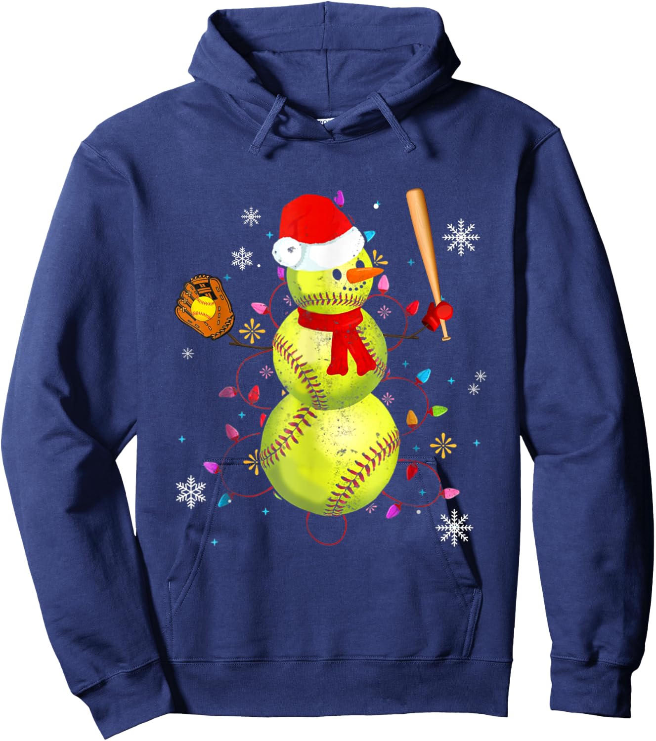 Softball Christmas Funny Softball Snowman Xmas Gifts Hoodie - Hoodie | Navy