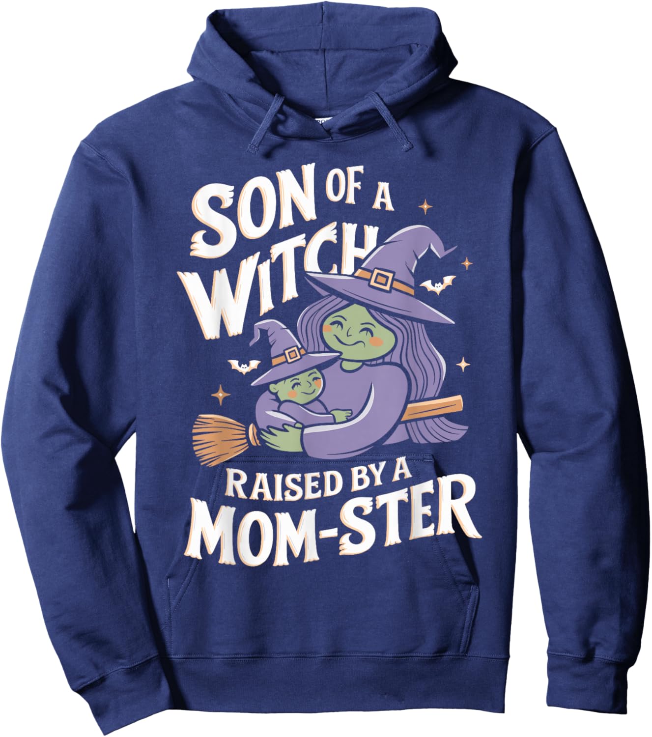 Son of a Witch Raised by a Mom ster Mom and Son Halloween Hoodie - Hoodie | Navy
