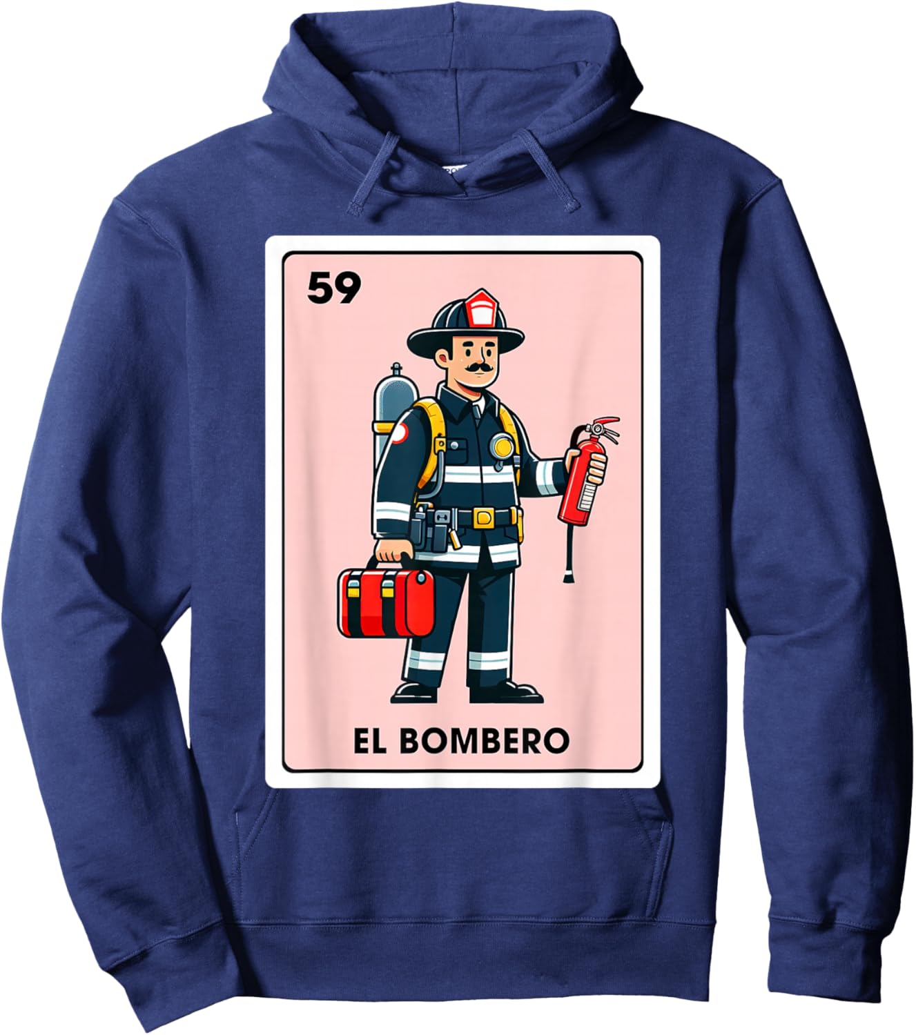 Mexican Fireman Firefighter El Bombero Mexican Bingo Card Hoodie - Hoodie | Navy