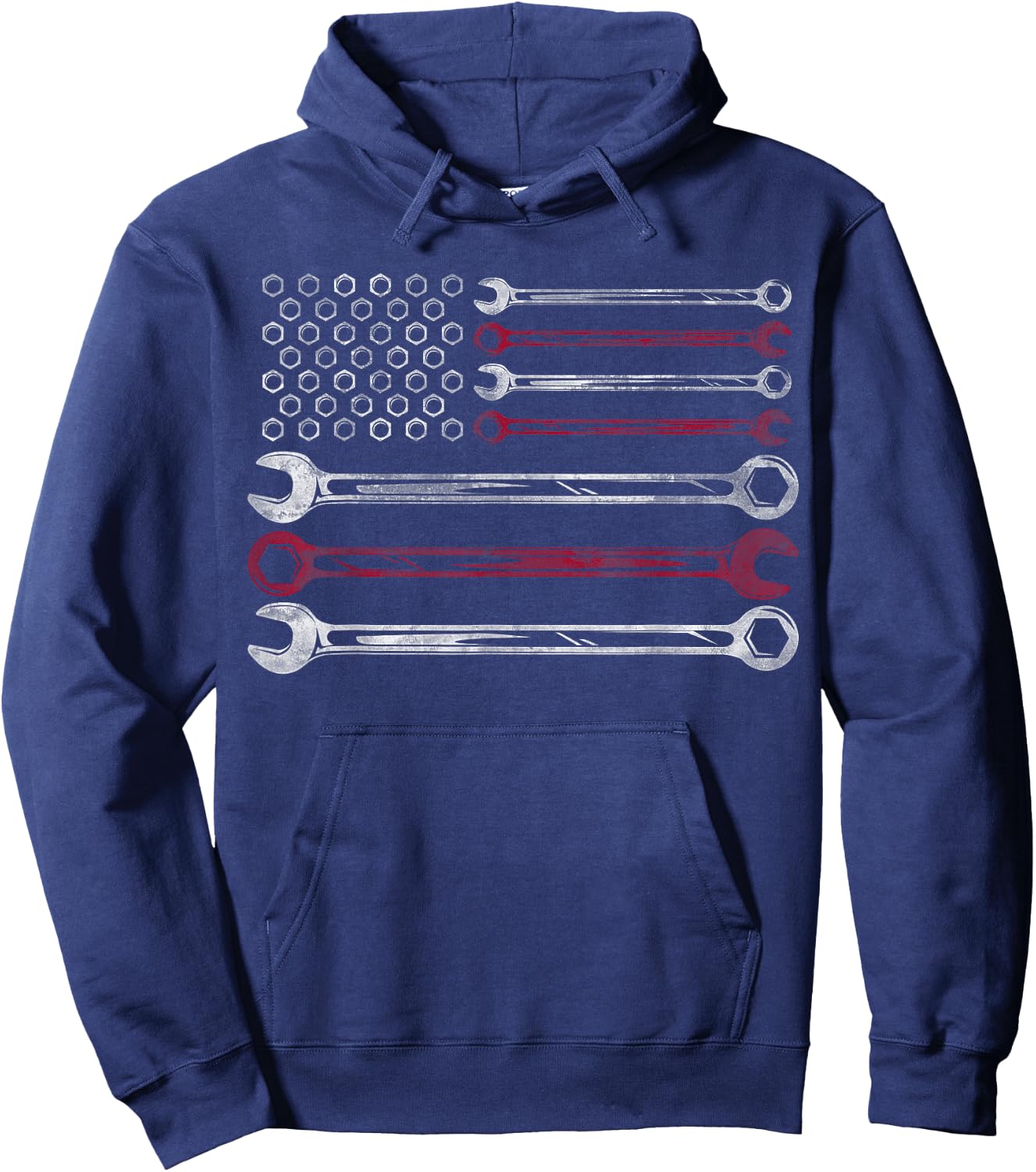 Patriotic Mechanic Flag American Car Repairman Gift USA Flag Hoodie - Hoodie | Navy
