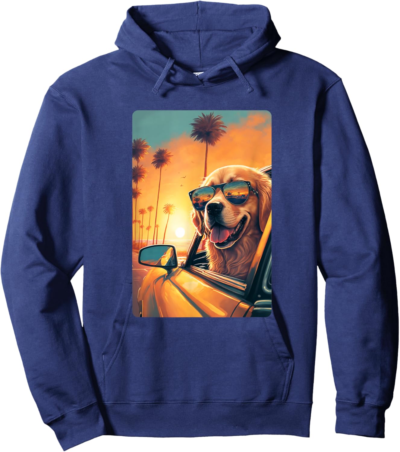 Golden Retriever Shirt Glasses Car Funny Golden Retriever Hoodie - Hoodie | Navy