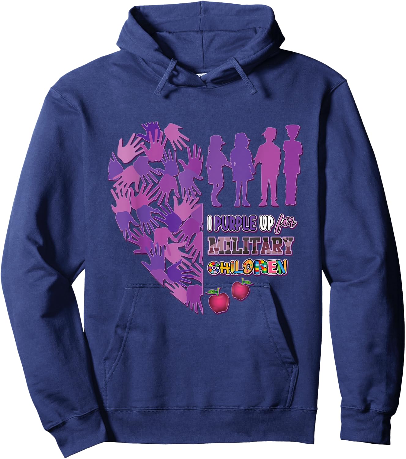 Military Child Shirt Purple Up for Military Kids Month Women Hoodie - Hoodie | Navy