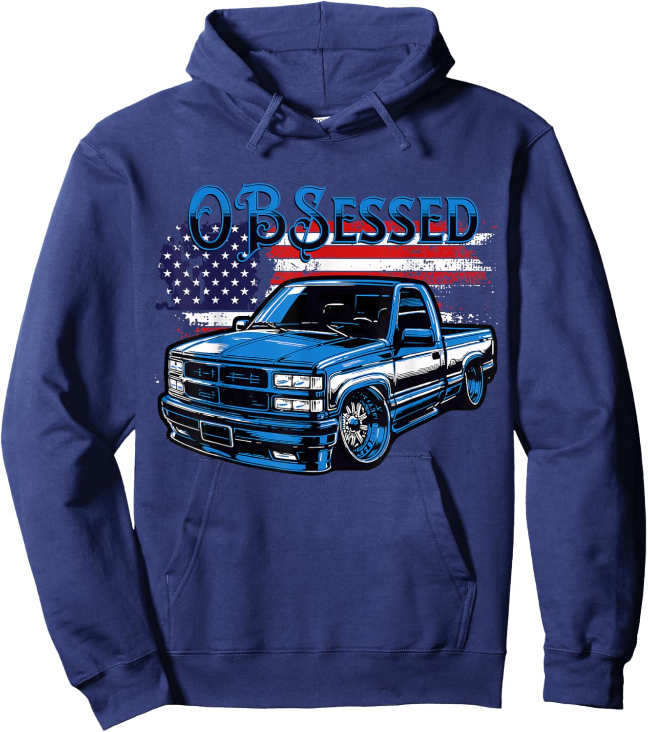 OBS Pickup Truck Slammed Old Body Style Custom Classic Truck Hoodie - Hoodie | Navy