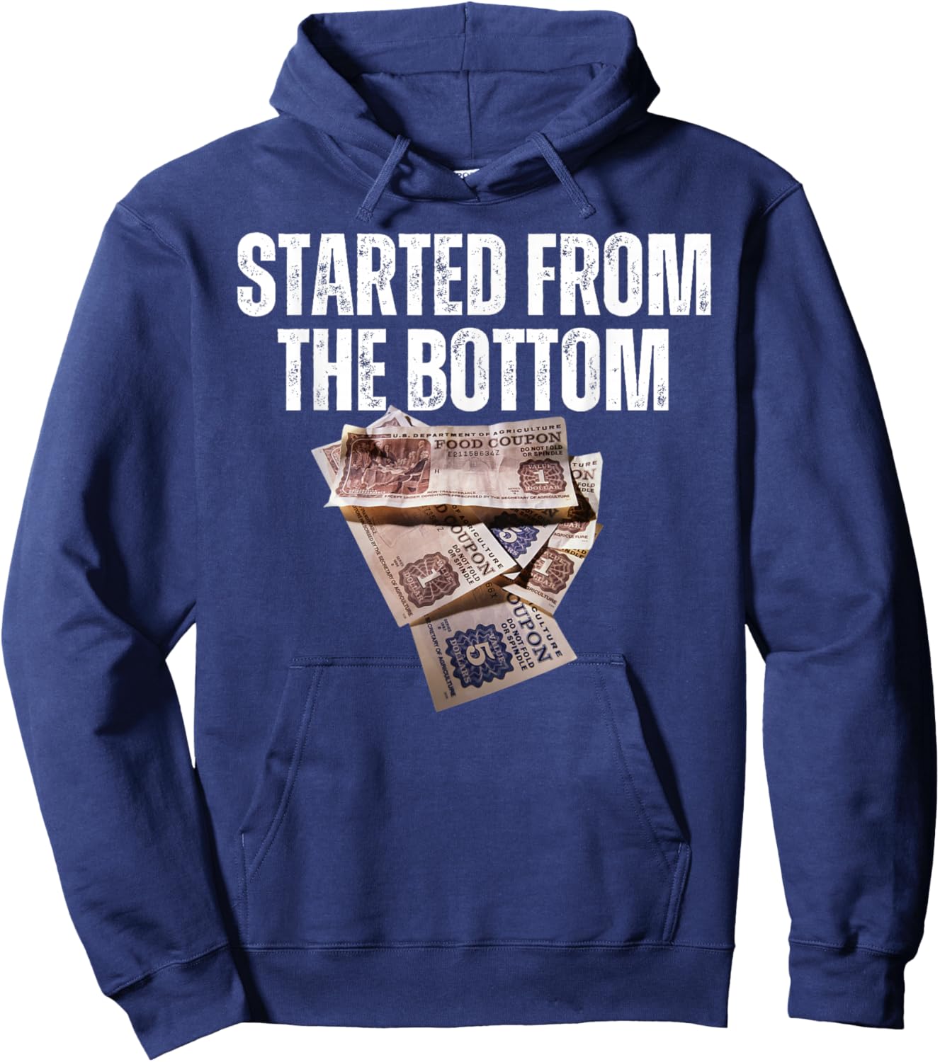 Started from Bottom Food Stamp Coupon Apparel Vacation Trip Hoodie - Hoodie | Navy