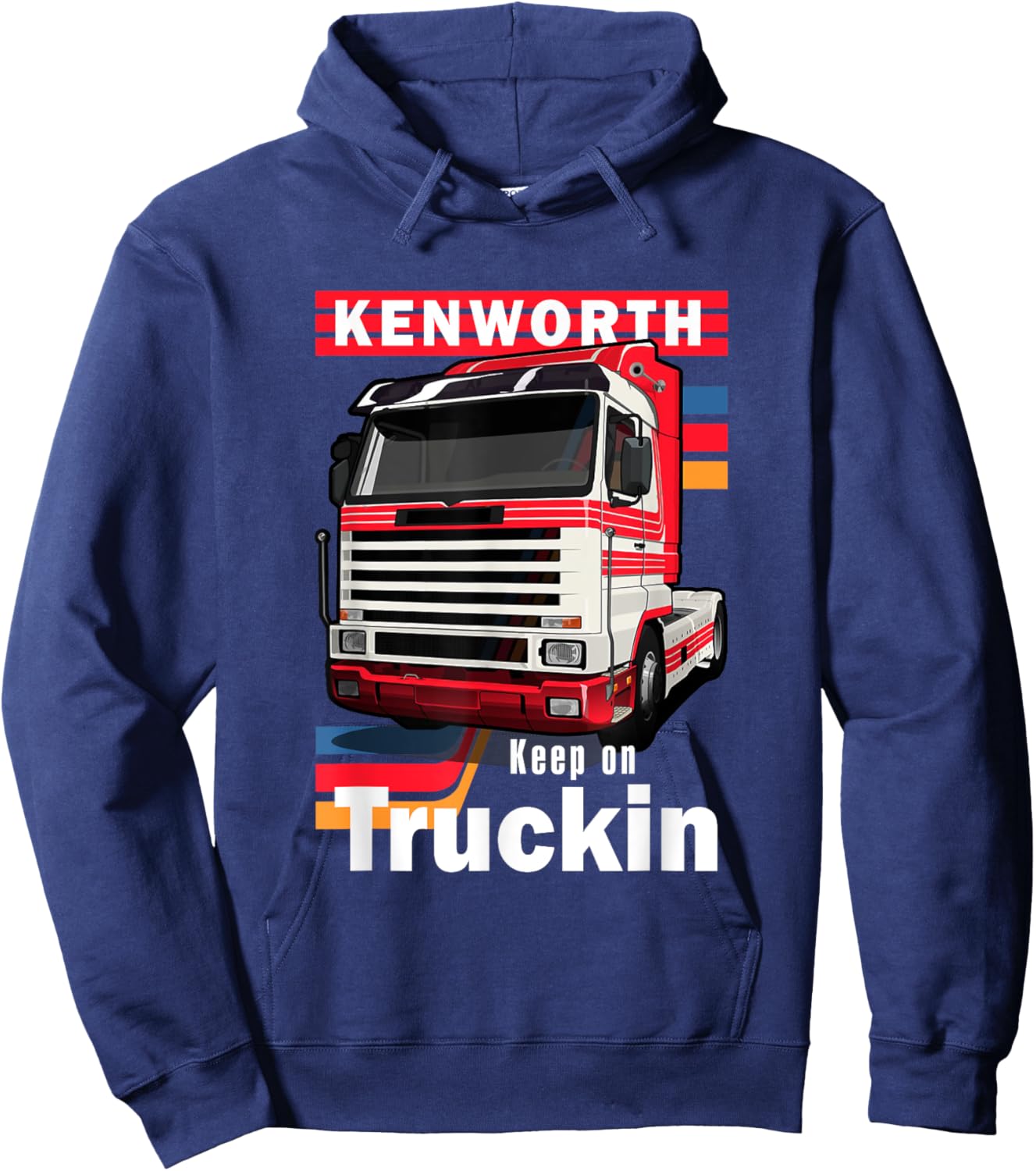 Kenworth Keep On Truckin - Men's -Adults Classic Fit Black Short Sleeve - Small Hoodie - Hoodie | Navy