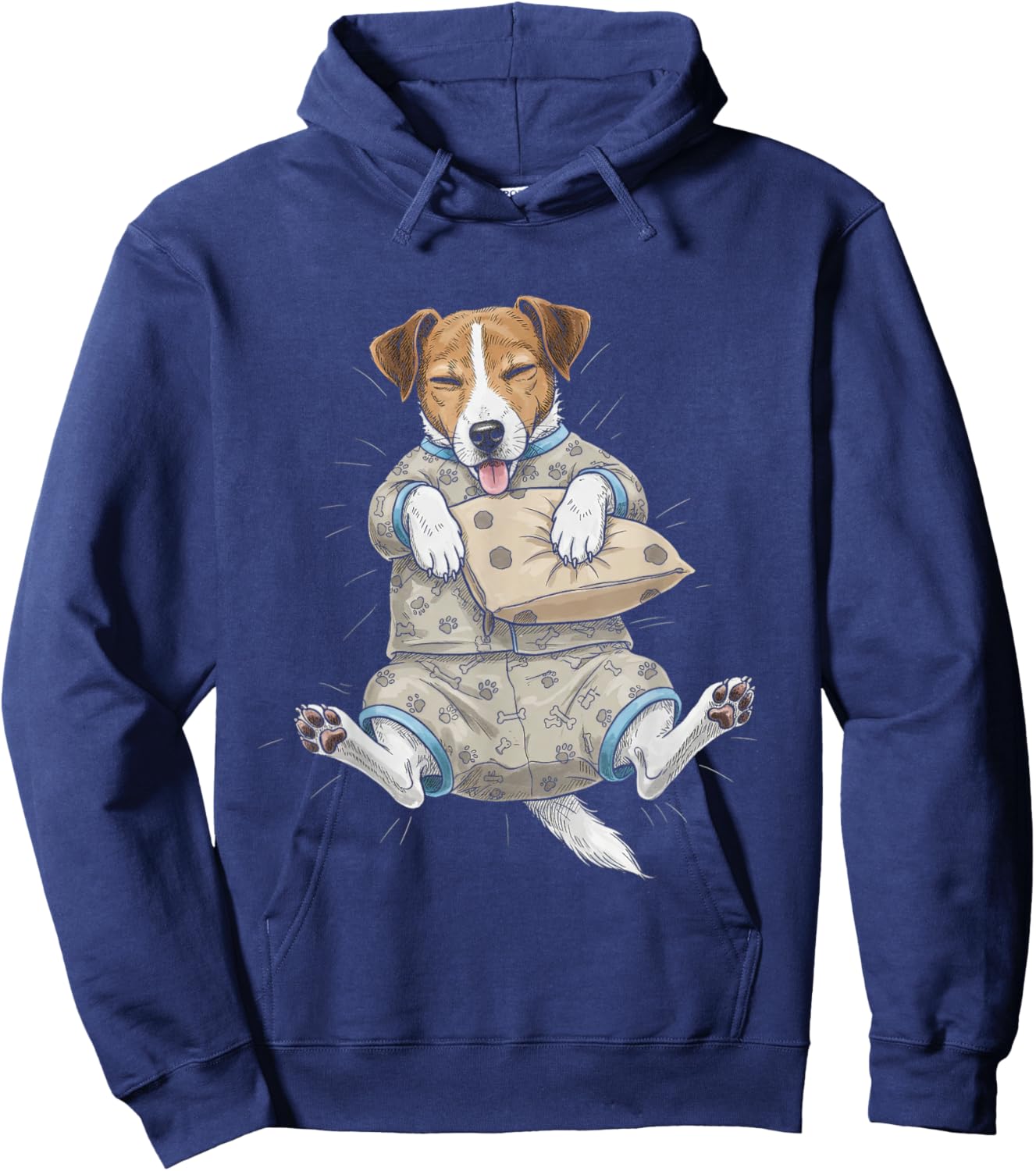 Funny Sleepy Jack Russell Terrier Dog Pajama Men Women Kids Hoodie - Hoodie | Navy