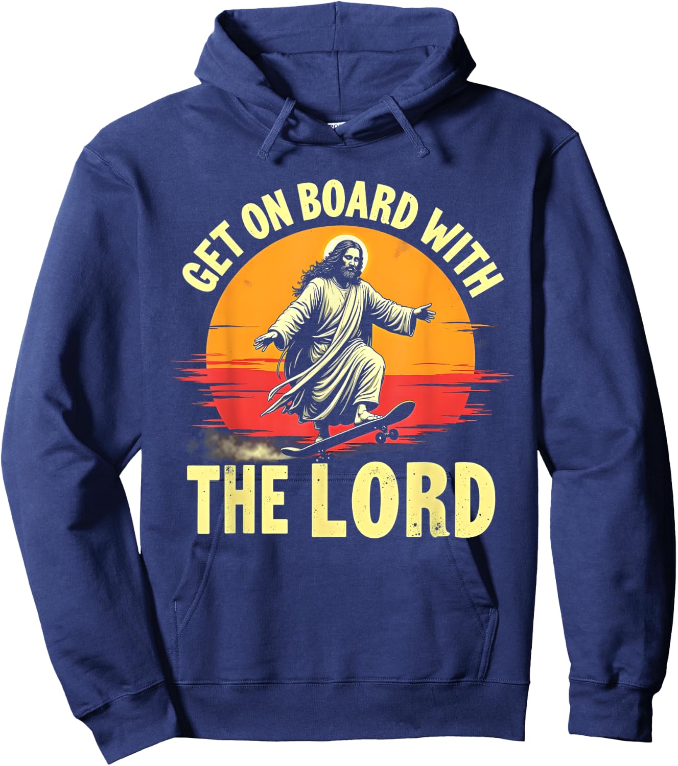Get On Board With The Lord Christ Skateboarding Jesus Skate Hoodie - Hoodie | Navy
